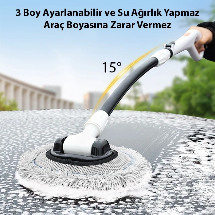 ALLY LS-443 Teleskopik Mikrofiber Araba Yıkama Fırçası Uzun Saplı Fırçası Oto Mopu-(1903)