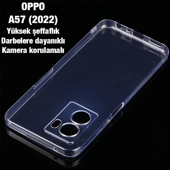 Ally OPPO A57 (2022) Kılıf Kamera Korumalı Ultra İnce Şeffaf Silikon Kılıf-(1903)