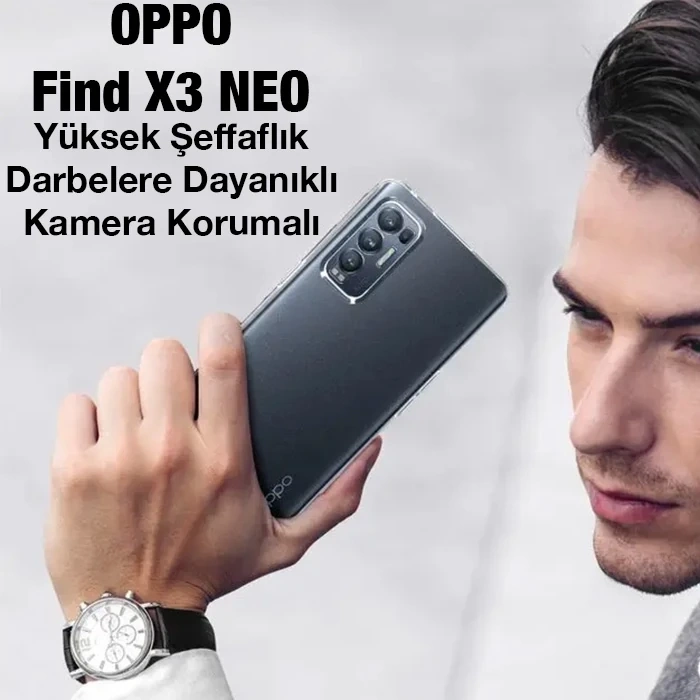 Ally OPPO Find X3 NEO Kılıf Kamera Korumalı Ultra İnce Şeffaf Silikon Kılıf-(1903)