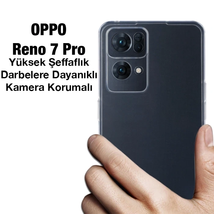 Ally OPPO Reno 7 Pro Kılıf Kamera Korumalı Ultra İnce Şeffaf Silikon Kılıf-(1903)