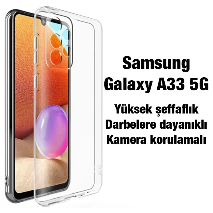 ALLY Samsung Galaxy A33 5G Kılıf Kamera Korumalı Ultra İnce Şeffaf Silikon Kılıf-(1903)