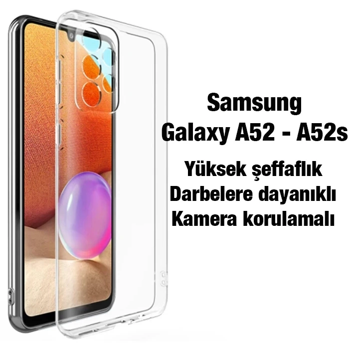 ALLY Samsung Galaxy A52 - A52s Kılıf Kamera Korumalı Ultra İnce Şeffaf Silikon Kılıf-(1903)