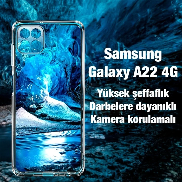 ALLY SM Galaxy A22 4G Kılıf Kamera Korumalı Ultra İnce Şeffaf Silikon Kılıf-(1903)