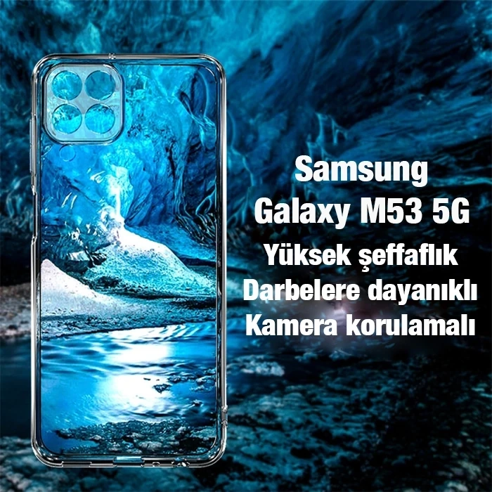 Ally SM Galaxy M53 Kılıf Kamera Korumalı Ultra İnce Şeffaf Silikon Kılıf-(1903)