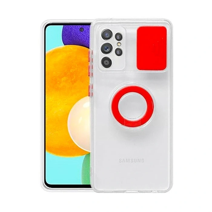 Ally SM Galaxy S21 Ultra S30 Ultra Kılıf Sürgülü Kamera Lens Korumalı Yüzük Standlı Silikon Kılıf-(1903)