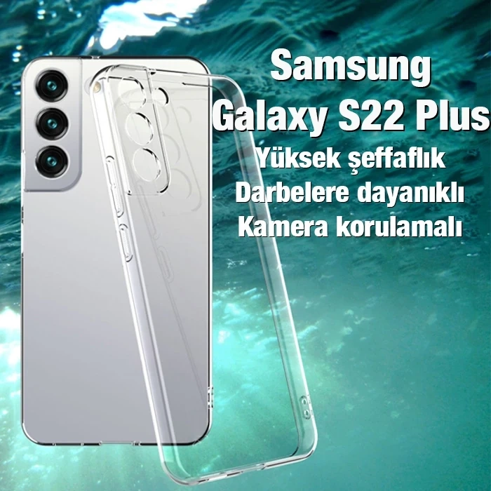 Ally SM Galaxy S22 Plus Kılıf Kamera Korumalı Ultra İnce Şeffaf Silikon Kılıf-(1903)