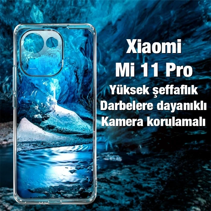 Ally Xiaomi Mi 11 Pro Kılıf Kamera Korumalı Ultra İnce Şeffaf Silikon Kılıf-(1903)