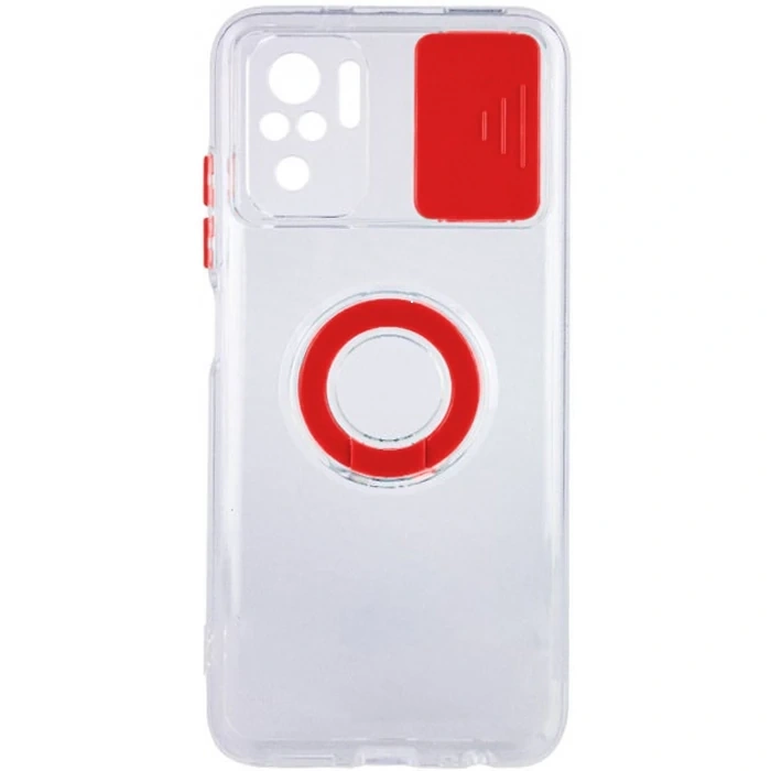 Ally Xiaomi Redmi Note 10 - 10s Kılıf Sürgülü Kamera Lens Korumalı Yüzük Standlı Silikon Kılıf-(1903)