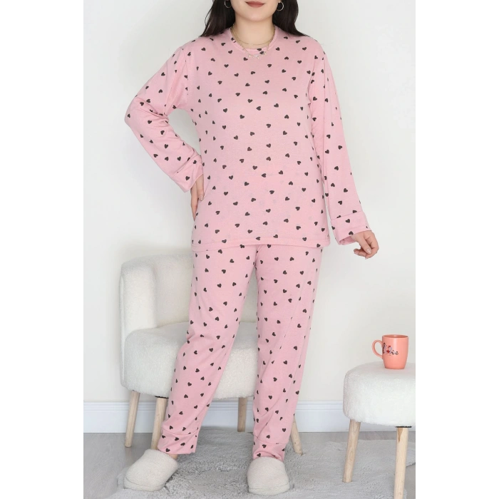 Alt Üst Aynı Büyük Beden Pijama Takımı Pudra - 50723.1961.
