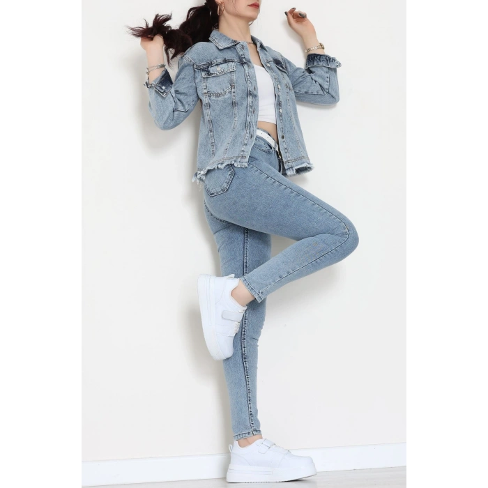 Altı Püsküllü Kot Ceket Mavi - 31786.683.