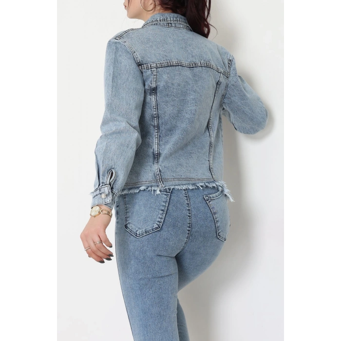 Altı Püsküllü Kot Ceket Mavi - 31786.683.