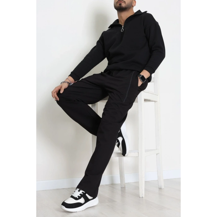 Ara Biyeli 2 İplik Likralı Erkek Eşofman Altı Siyahfüme - 70900.1938.