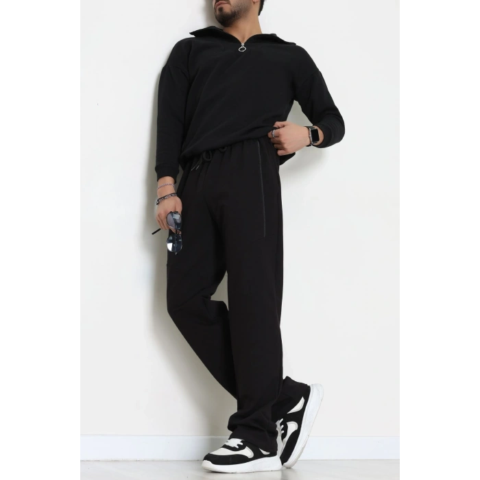 Ara Biyeli 2 İplik Likralı Erkek Eşofman Altı Siyahfüme - 70900.1938.