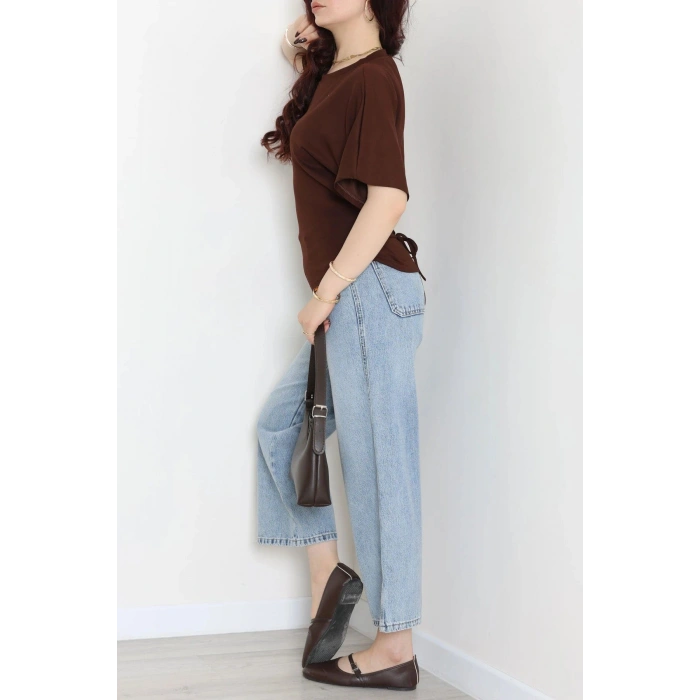 Arka Bağlamalı Modal Bluz Acıkahve - 71161.1388.
