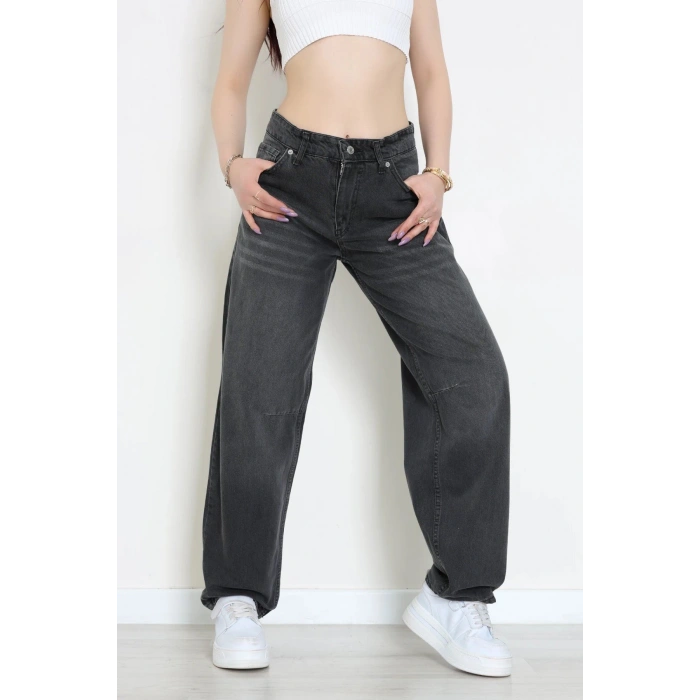 Arkası Tokalı Baggy Kot Pantolon Açıkfüme - 31712.2059.