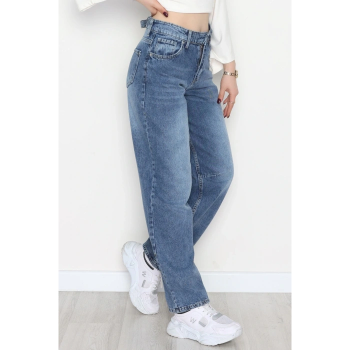 Arkası Tokalı Baggy Kot Pantolon Açıkmavi - 31712.2059.