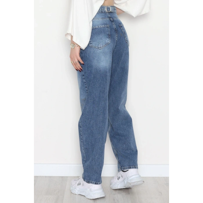 Arkası Tokalı Baggy Kot Pantolon Açıkmavi - 31712.2059.
