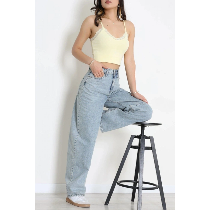 Arkası Tokalı Baggy Kot Pantolon Açıkmavi - 32476.1904.