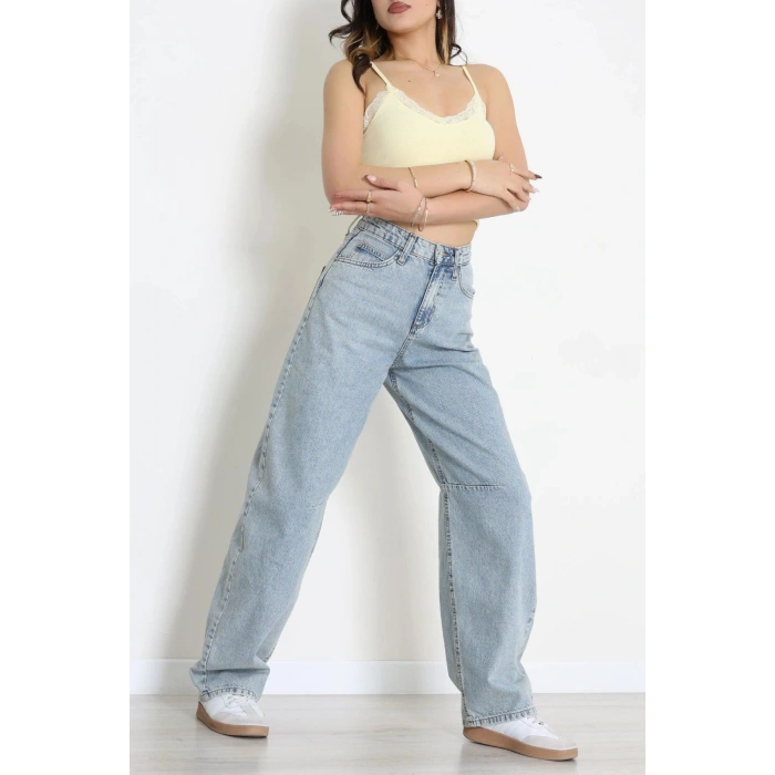 Arkası Tokalı Baggy Kot Pantolon Açıkmavi - 32476.1904.