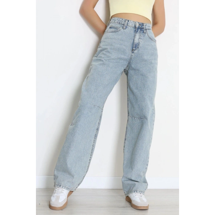 Arkası Tokalı Baggy Kot Pantolon Açıkmavi - 32476.1904.