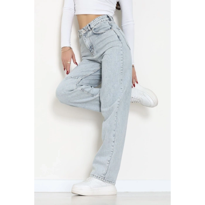 Arkası Tokalı Baggy Kot Pantolon Buzmavi - 31895.1606.