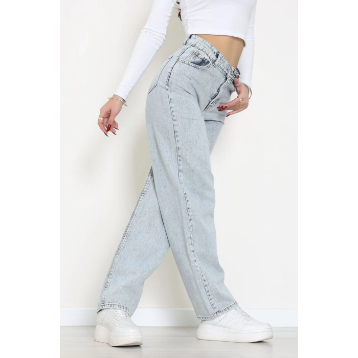 Arkası Tokalı Baggy Kot Pantolon Buzmavi - 31895.1606.