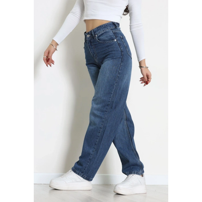 Arkası Tokalı Baggy Kot Pantolon Koyumavi - 31895.1606.