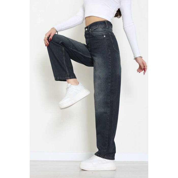 Arkası Tokalı Baggy Kot Pantolon Mavitint - 31895.1606.