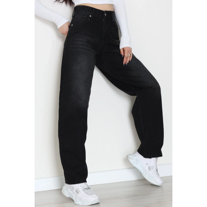 Arkası Tokalı Baggy Kot Pantolon Siyah - 31712.2059.
