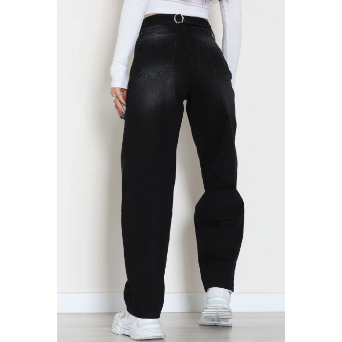 Arkası Tokalı Baggy Kot Pantolon Siyah - 31712.2059.