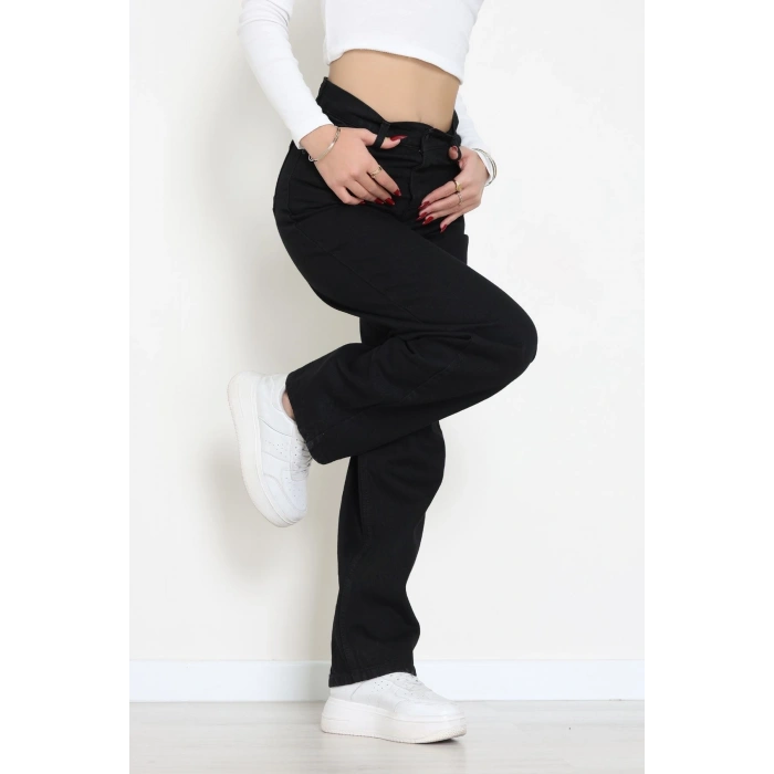 Arkası Tokalı Baggy Kot Pantolon Siyah - 31895.1606.