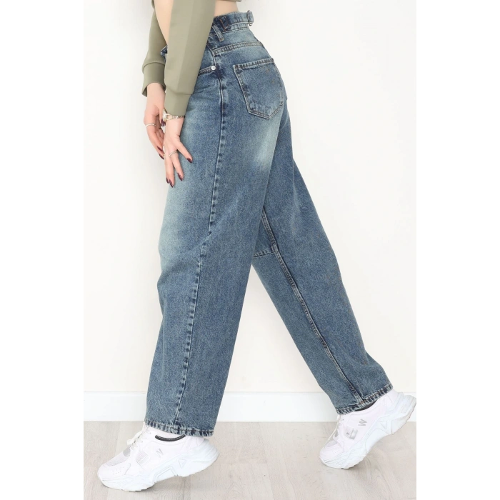 Arkası Tokalı Baggy Kot Pantolon Yeşiltint - 31712.2059.