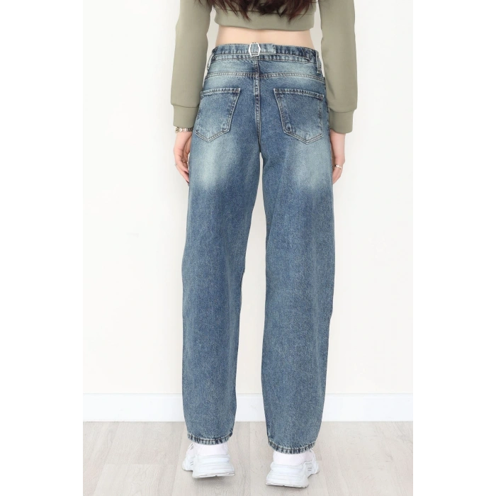 Arkası Tokalı Baggy Kot Pantolon Yeşiltint - 31712.2059.
