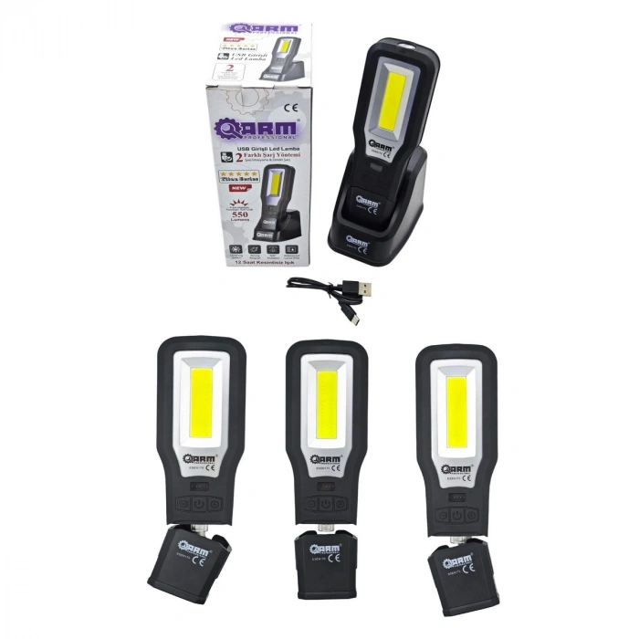 Arm 550 Lümen Ultraviyoleli Özellikli Miknatıslı Şarjlı Tamirci Feneri