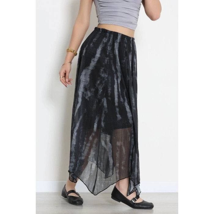 Asimetrik Kesim Astarlı Etek Siyah - 44017.1977.