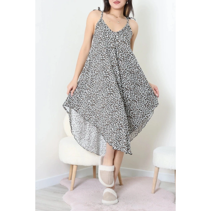 Asimetrik Süprem Gecelik Elbise Leopar - 52324.1936.