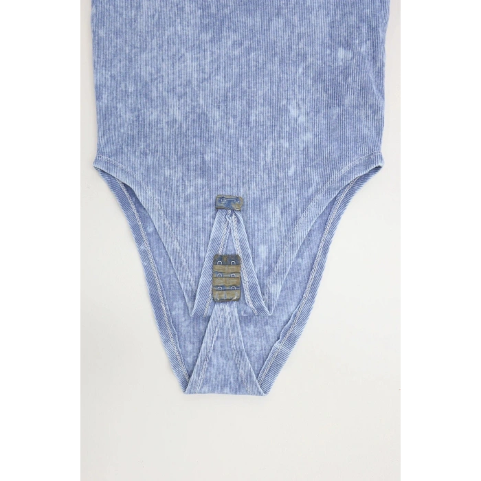 Asit Yıkamalı Kaşkorse Çıtçıtlı Body Mavi - 71065.1748.