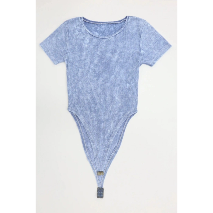 Asit Yıkamalı Kaşkorse Çıtçıtlı Body Mavi - 71065.1748.