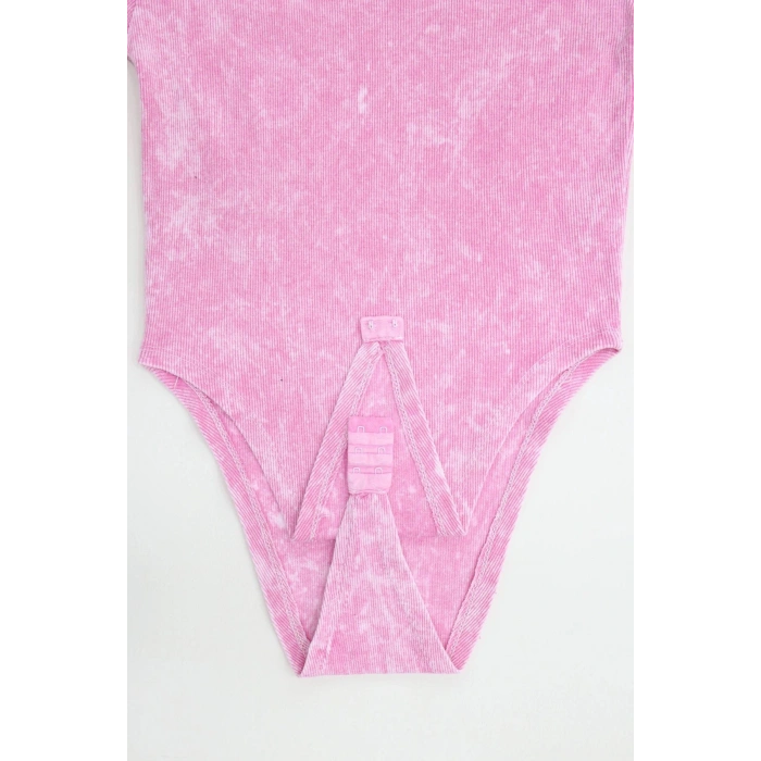 Asit Yıkamalı Kaşkorse Çıtçıtlı Body Pembe - 71065.1748.