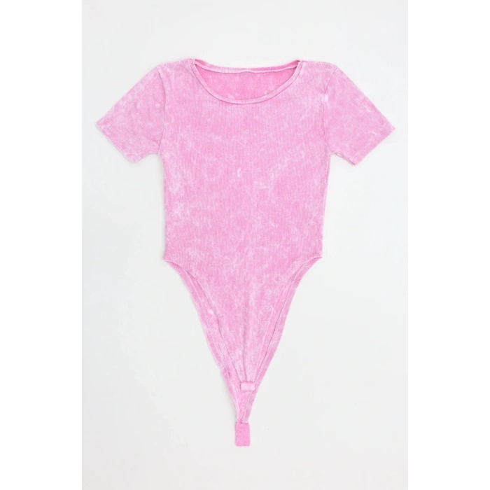 Asit Yıkamalı Kaşkorse Çıtçıtlı Body Pembe - 71065.1748.