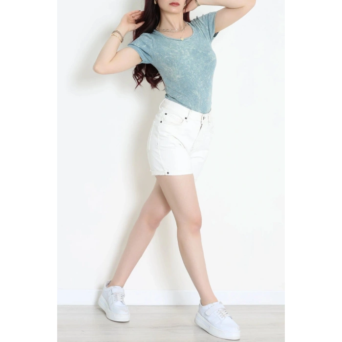 Asit Yıkamalı Kaşkorse Çıtçıtlı Body Yeşil - 71065.1748.
