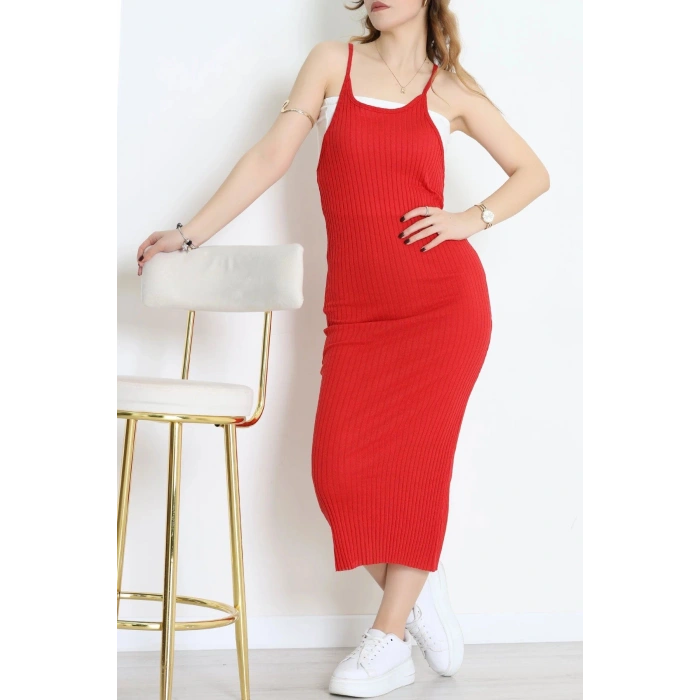 Askılı Kaşkorse Elbise Kırmızı - 71020.1748.