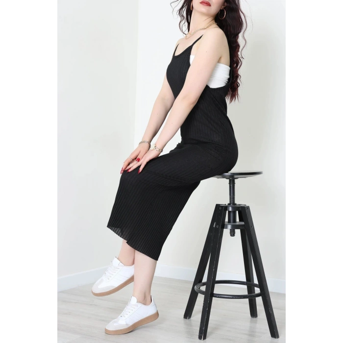 Askılı Kaşkorse Elbise Siyah - 71020.1748.