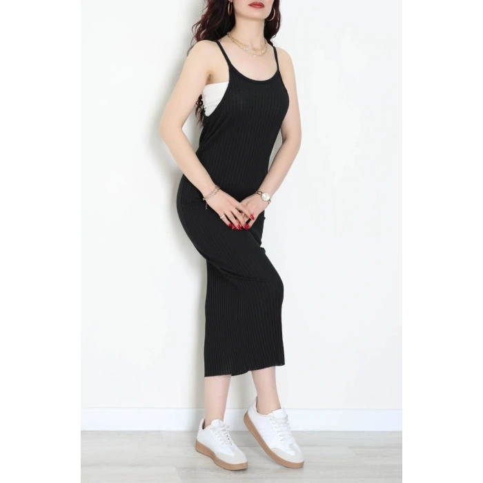 Askılı Kaşkorse Elbise Siyah - 71020.1748.