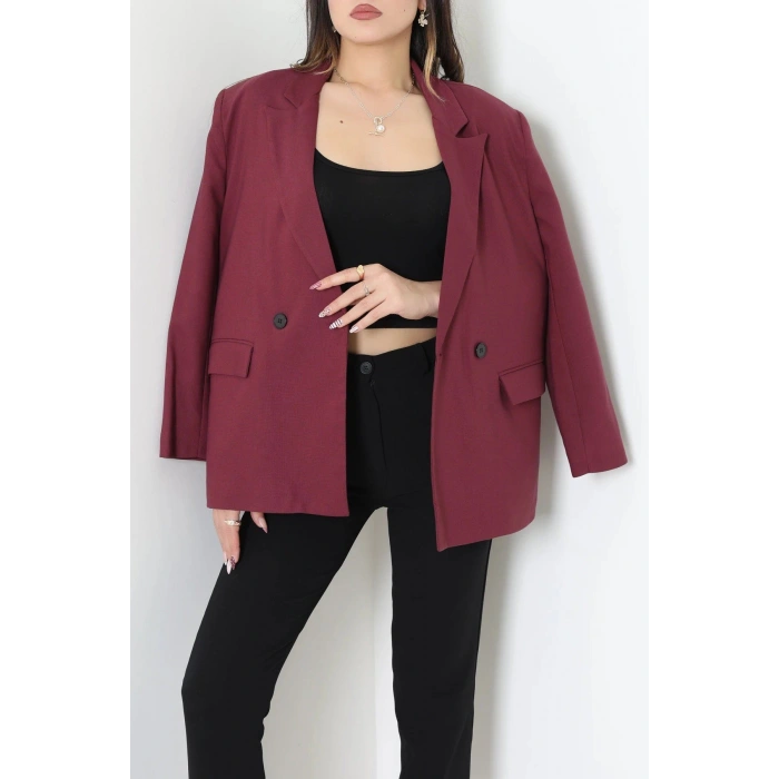 Astarlı Blazer Ceket Bordo - 8120.1437.