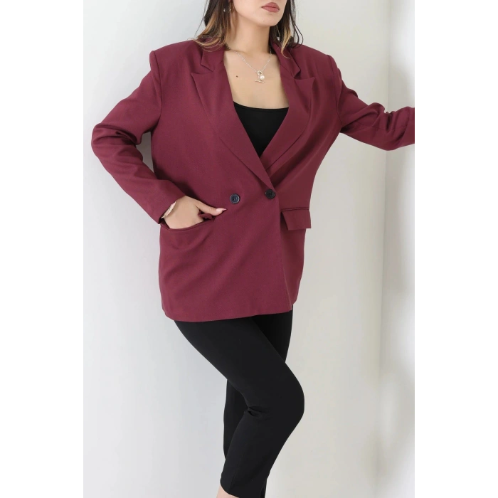 Astarlı Blazer Ceket Bordo - 8120.1437.
