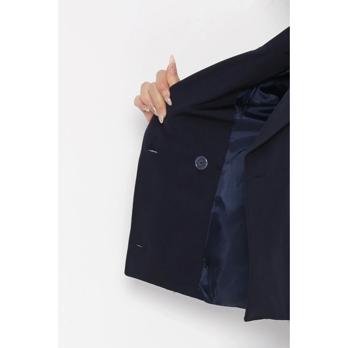 Astarlı Cep Detaylı Trenç Lacivert - 51083.1779.