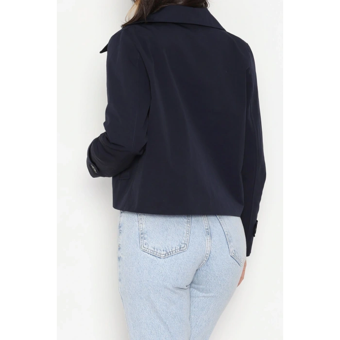 Astarlı Cep Detaylı Trenç Lacivert - 51083.1779.