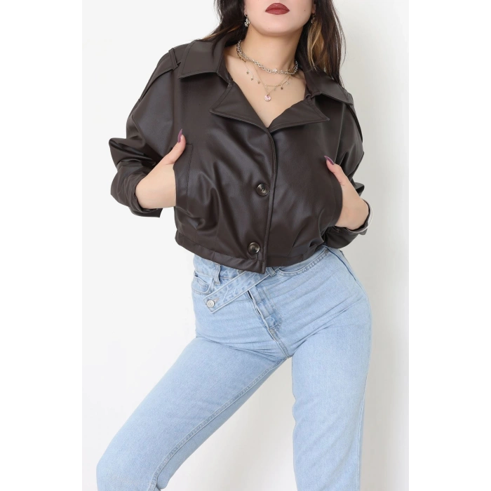 Astarlı Deri Ceket Acıkahve - 8770.179.