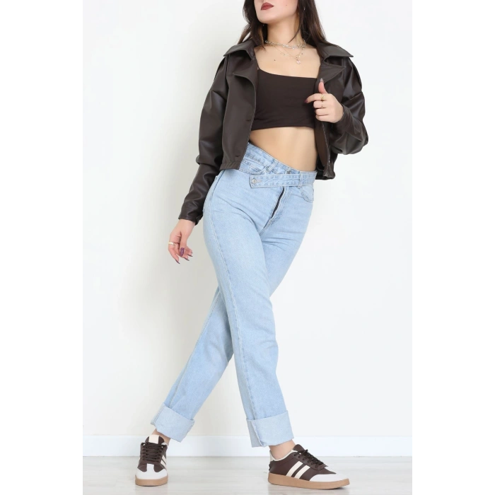 Astarlı Deri Ceket Acıkahve - 8770.179.